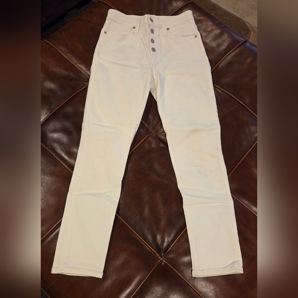 Madewell High Rise Skinny Crop White Button-Fly Jeans 25